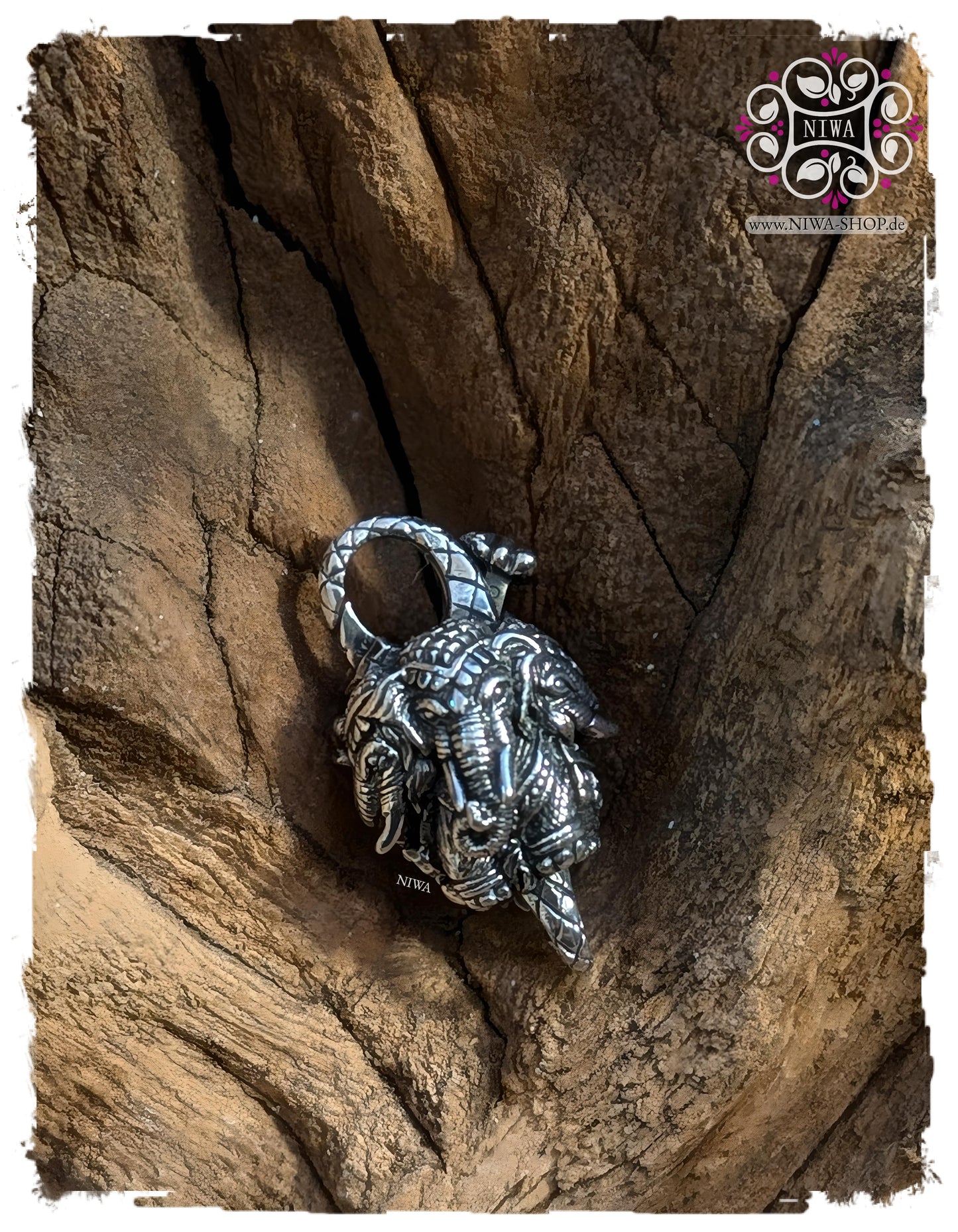 Limitierter CHANG ERAWAN Lock (Verschluss) aus massivem 925 SterlingSilber von MAMA MALA by NIWA | Handgefertigter dreiköpfiger Elefant, Symbol für Schutz und Weisheit