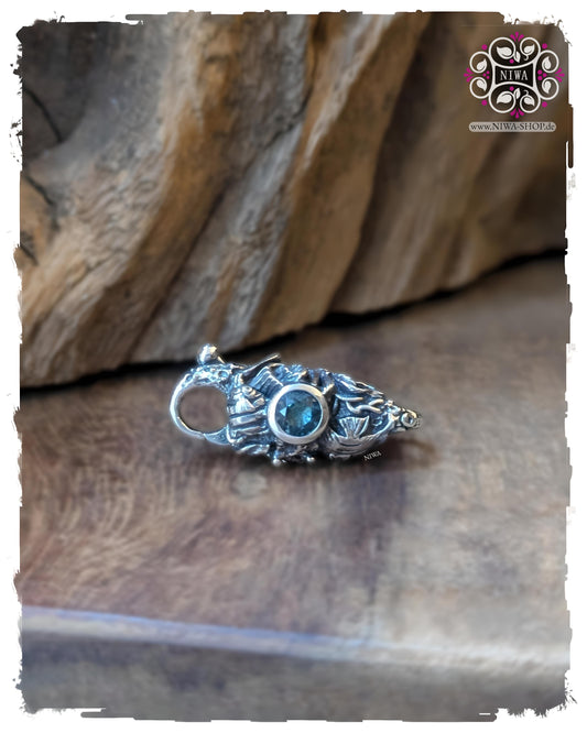 Limitierter CORAL REEF Lock (Verschluss) aus 925 Silber von MAMA MALA by NIWA | Handgefertigter Verschluss mit Korallenriff, Doktorfischen und blauem Turmalin
