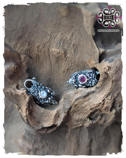 DRAGONFLY LOCK (Verschluss) aus massivem 925 SterlingSilber von MAMA MALA by NIWA | Handgefertigter Verschluss mit Libellen, Blüten und Diamond Cut Edelstein