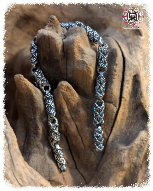 LOTUS BHUMIKA Bracelet aus massivem 925 SterlingSilber von NIWABeads | Armband mit Lotusmuster-Gliedern, geeignet für Locks