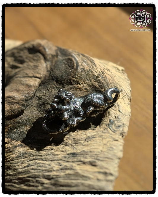 Limitierter KITSUNE Lock (Verschluss) aus 925 SterlingSilber und 18K Gold-Applikation von MAMA MALA by NIWA | Handgefertigter Fuchsgeist TwoTone-Verschluss