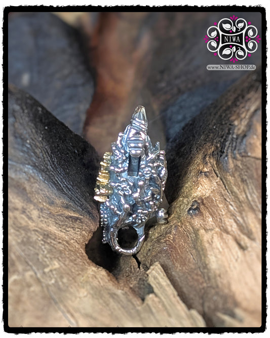 CHINESE JOY LOCK aus 925 STERLINGSILBER, zweite Seitenansicht mit JOY Schriftzeichen und umlaufendem BAMBUS-Relief, CHINESE SERIE, ASIA KOLLEKTION, MAMA MALA by NIWA