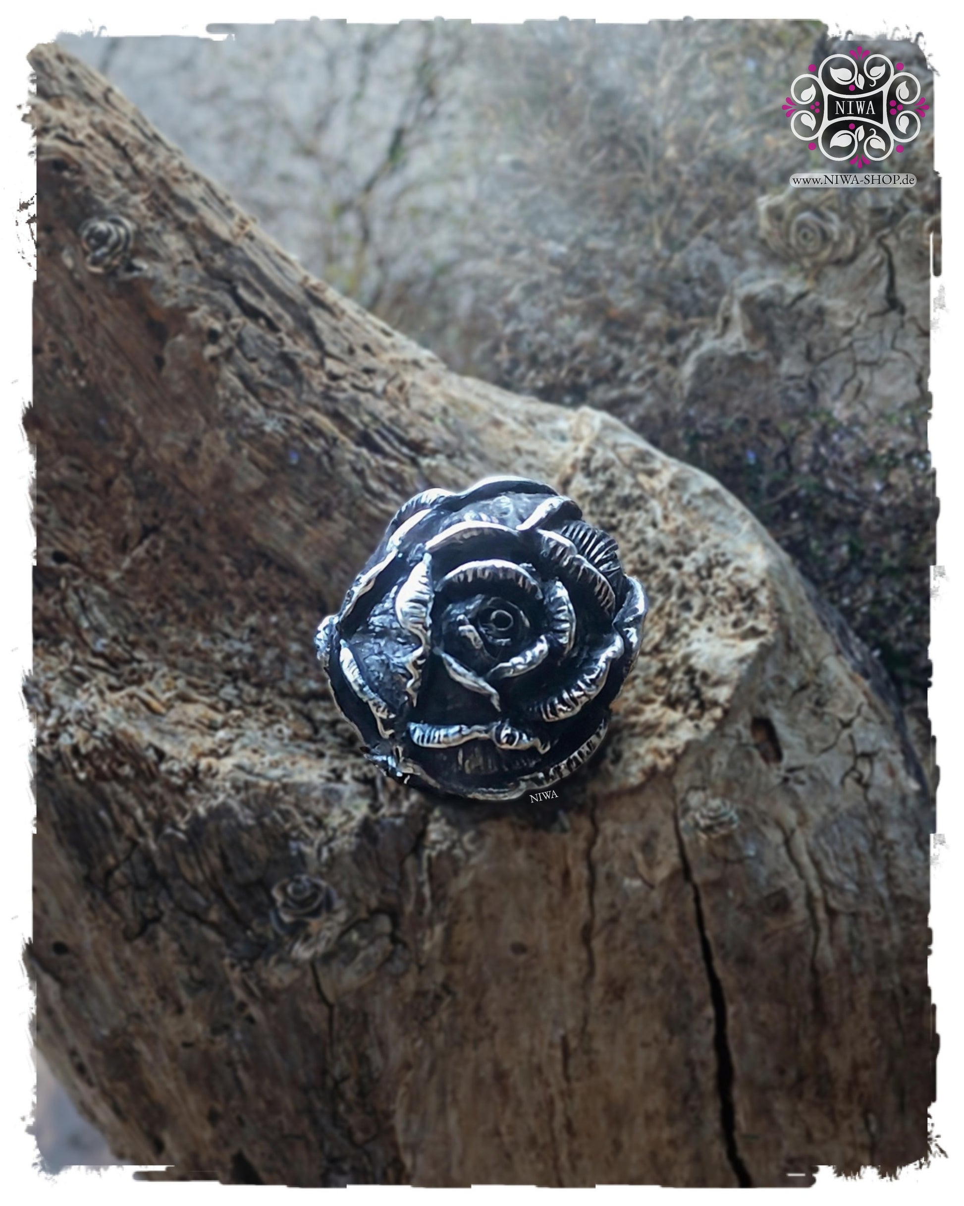 Limitierter ROSENSIA FLORA MiniCharm aus massivem 925 SterlingSilber von NIWABeads | Handgefertigter Floral-Charm Rose & Hortensie, Symbol für Liebe
