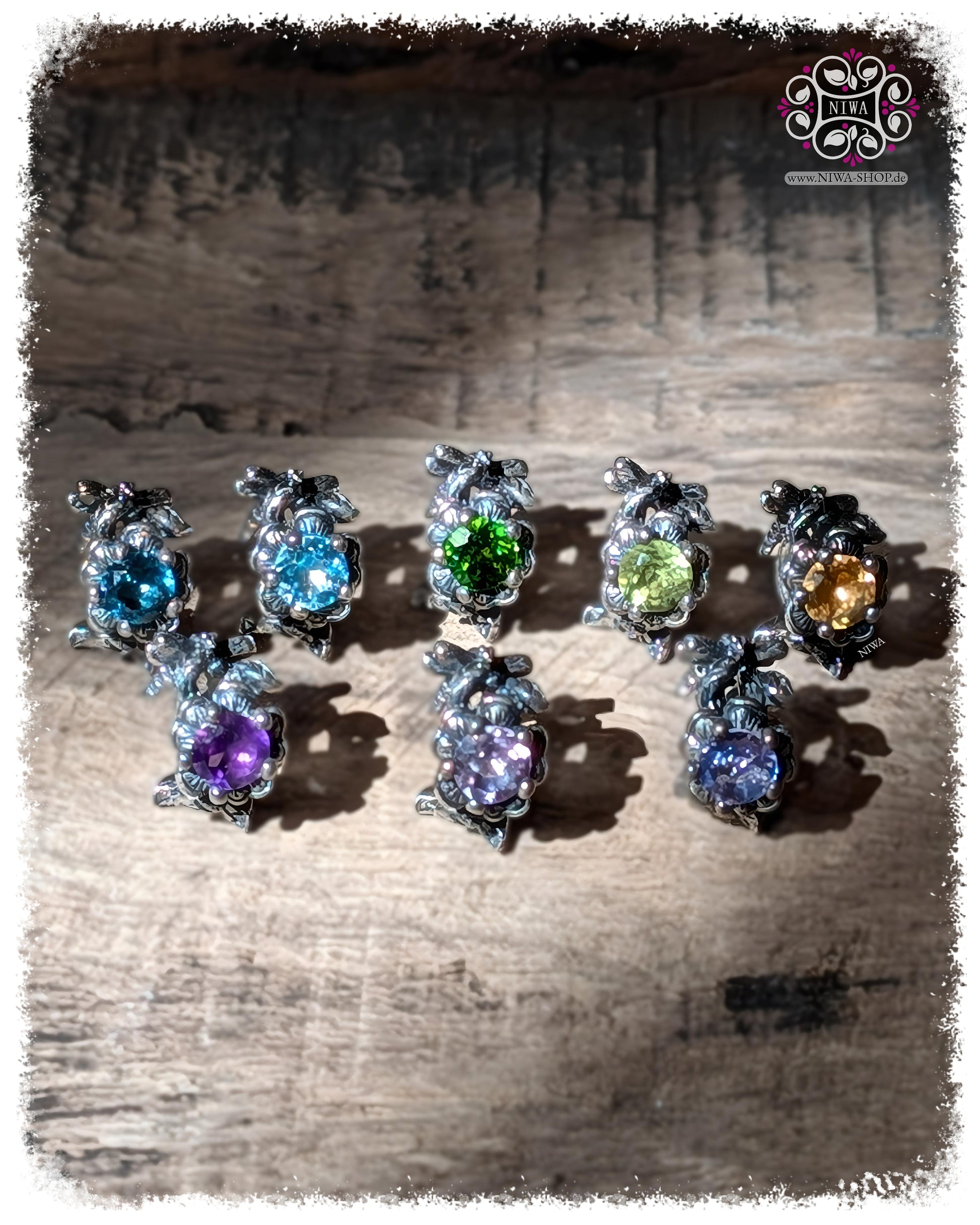 Limitierter GARDEN GEMS Spacer aus 925 Silber von NIWABeads | Handgefertigter Abstandshalter mit Blume, Schmetterling, Libelle und Diamond Cut Edelstein