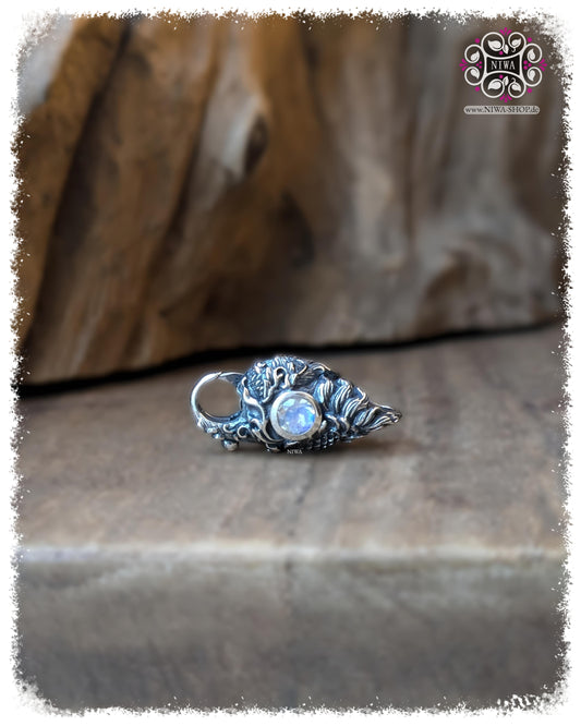 Limitierter MATCHA-WAN ORB - Lock (Verschluss) aus 925 Silber von MAMA MALA by NIWA | Handgefertigter Wal in Koi-Optik mit Diamond Cut Edelstein