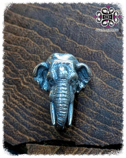 ROYAL CHANG Lock Verschluss aus 925 Silber und 18K Gold TwoTone von MAMA MALA | Handgefertigter Elefantenkopf mit silbernen Stoßzähnen im Siam-Stil