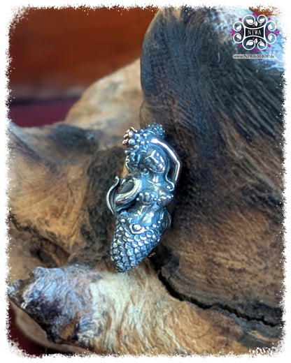 NAIA QUEEN of TIDES Lock Verschluss aus 925 Silber und RoséGold TwoTone von MAMA MALA | Handgefertigte Meerjungfrauen-Figur mit Seeanemone als Kopfschmuck