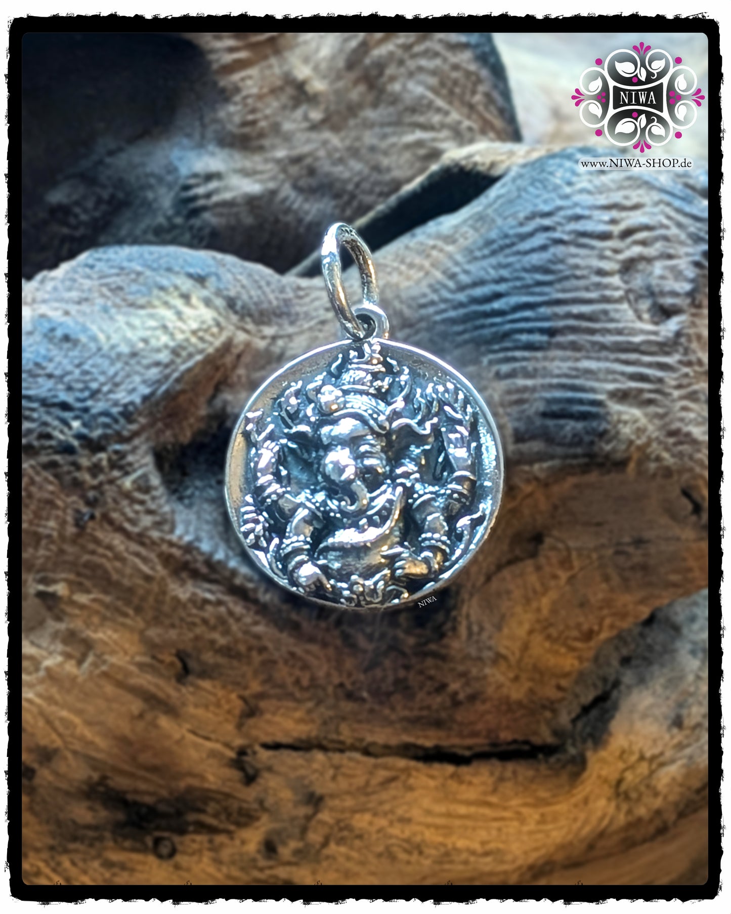 SATYA DHĀRA Coin made of 925 sterling silver, MAMA MALA by NIWA, handcrafted Ganesha Coin with calm symbolism for truth, clarity and inner protection