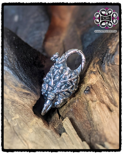 CHINESE JOY LOCK aus 925 STERLINGSILBER, Rückansicht mit detailliertem BAMBUS-Relief, CHINESE SERIE, ASIA KOLLEKTION, MAMA MALA by NIWA