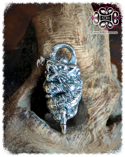 5FORCE TIGER Lock, Rückansicht, Fell und Körperstruktur in 925 STERLINGSILBER, 18K GelbGold Elemente, MAMA MALA by NIWA