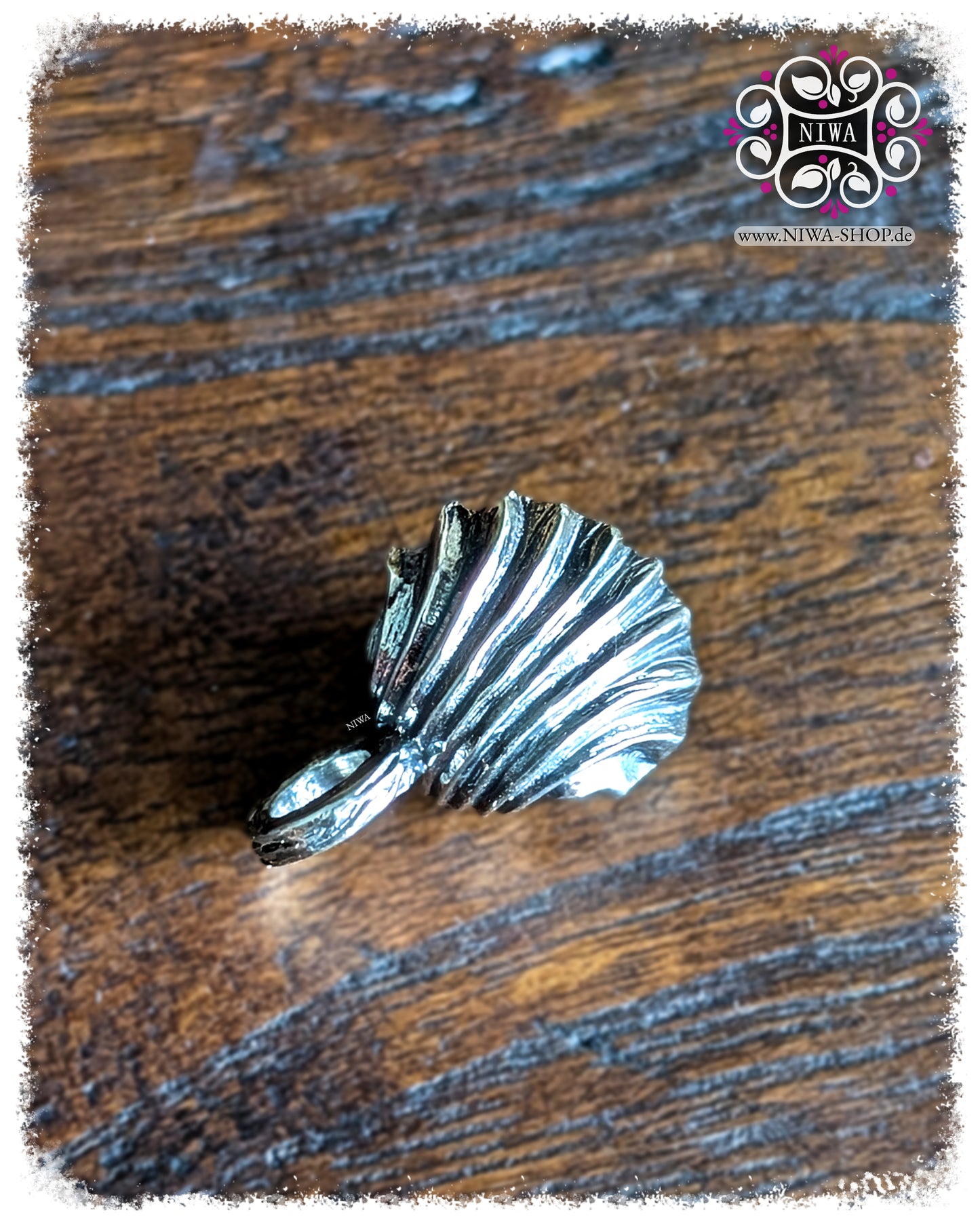 SEASHELL COFFEE BEAN Dangle, Muschelstruktur 925 SterlingSilber, Öse und Rückseite, OCEAN Kollektion