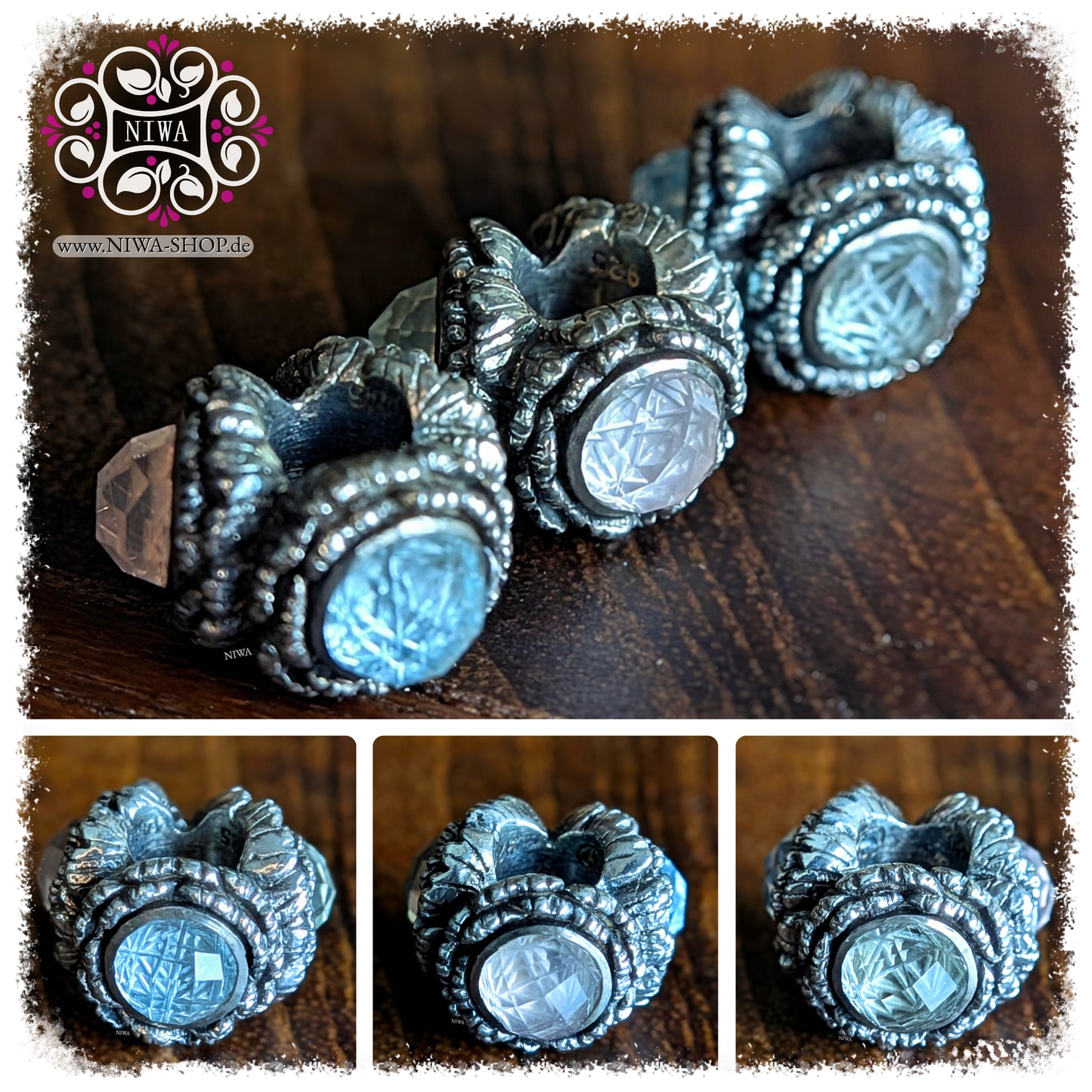 PEONY BLOOM Charm Inner Light Edition verschiedene Ansichten Snowflake Cut Edelsteine floraler Charm by NIWABeads