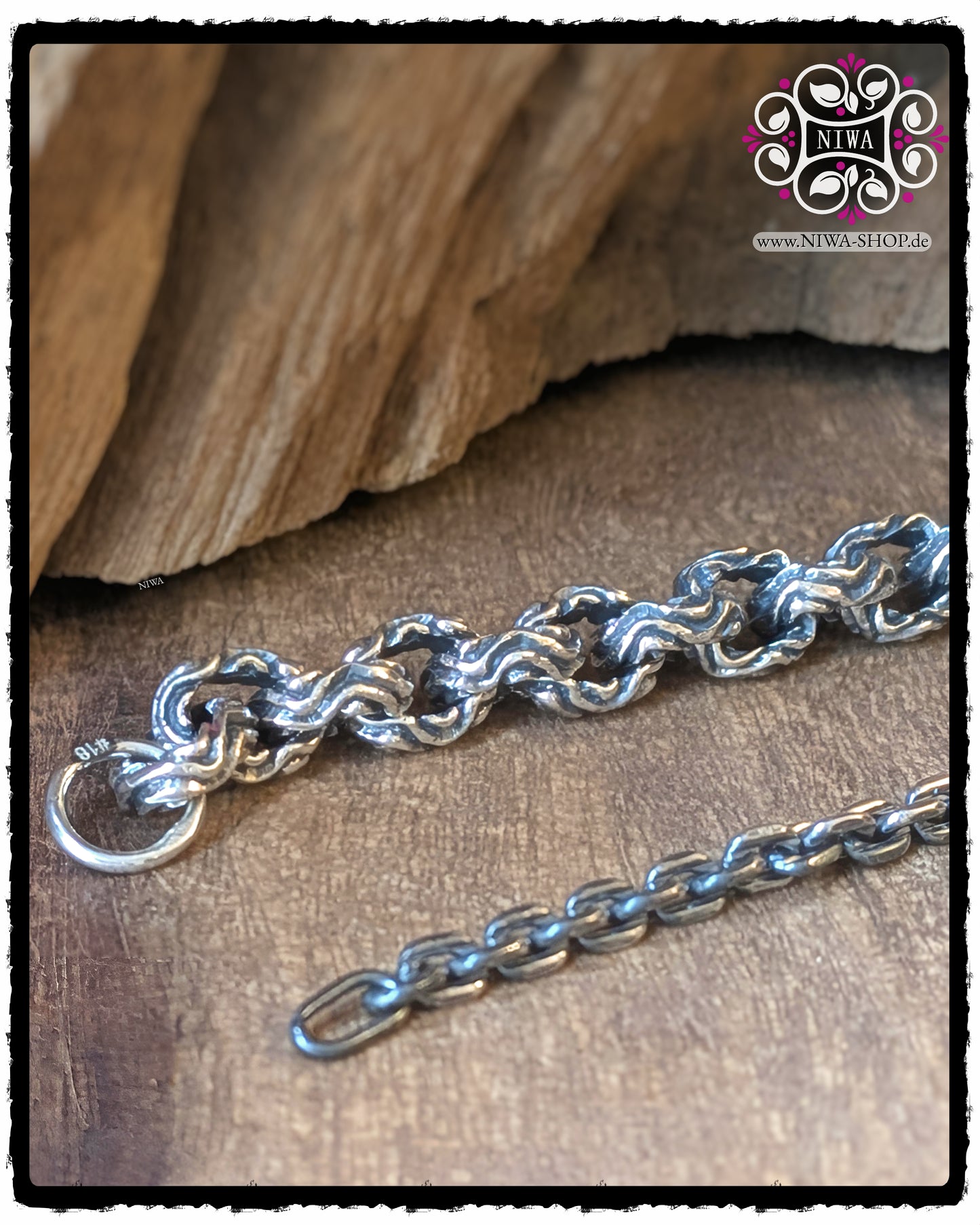 HALF-HALF Bracelet MAJA CLOUD von NIWABeads aus 925 Sterlingsilber, Detail der massiven Wolken-Glieder