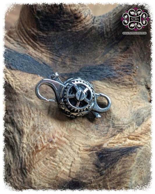 WHEEL OF TIME Lock (Verschluss) aus massivem 925 SterlingSilber von MAMA MALA | Handgefertigtes mechanisches Uhrwerk-Design mit Zahnrädern